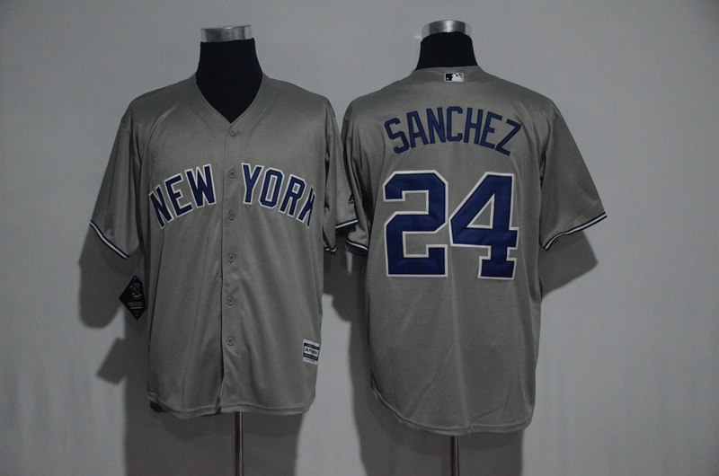 2017 MLB New York Yankees #24 Sanchez Grey Jerseys->new york yankees->MLB Jersey